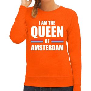 Koningsdag sweater I am the Queen of Amsterdam - dames - Kingsday Amsterdam outfit / kleding / trui L