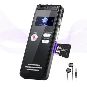 64 GB Dicteerapparaat met Ruisonderdrukking en Playback - One-Touch Audio-opname voor Interviews, Vergaderingen en Klassen