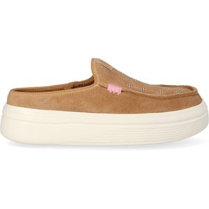 HEYDUDE - Austin Lift Suede Stud Dames Instappers Cognac - Maat 41