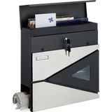 Relaxdays brievenbus hangend - postkast met krantenrol - wandbrievenbus - afsluitbaar