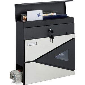 Relaxdays brievenbus hangend - postkast met krantenrol - wandbrievenbus - afsluitbaar