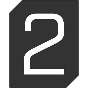 Plaquette cijfer 2, super mat zwart, 70mm