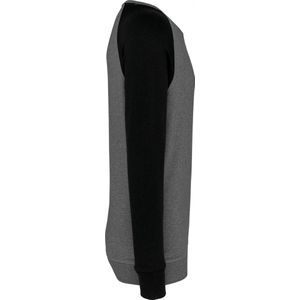 Kariban Tweekleurige herensweater BIO French Terry ronde hals raglanmouwen K491 - Grey Heather / Black - L