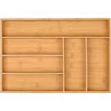 Relaxdays bestekbak - 6 vakken - bamboe - 5 x 44,5 x 30 cm - bestek organizer keukenlade