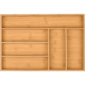 Relaxdays bestekbak - 6 vakken - bamboe - 5 x 44,5 x 30 cm - bestek organizer keukenlade