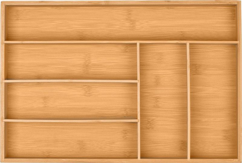 Relaxdays bestekbak - 6 vakken - bamboe - 5 x 44,5 x 30 cm - bestek organizer keukenlade