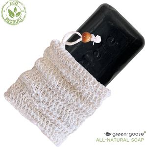 green-goose Natuurlijke Zeep | Met Zeepzak | Houtskool | Made in Europe | Duurzaam | Biokatoen Zeepzakje
