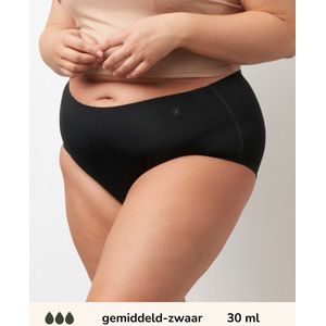 Moodies incontinentie ondergoed - Seamless High Waist Hiphugger - gemiddeld/zwaar kruisje - maat 3XL - zwart