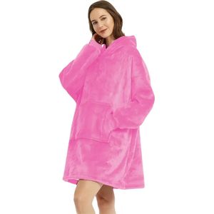 Bovista Plaid - Hoodie Deken Met Mouwen - Onesie - Fleece Blanket - Knuffeldeken - Dames - Heren - Kinderen - Extra Warm - Roze