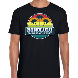 Honolulu zomer t-shirt / shirt Honolulu bikini beach party voor heren - zwart - Honolulu beach party outfit / vakantie kleding / strandfeest shirt S