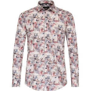 CASA MODA - Sport Casual Fit - Overhemd - Rood Dessin - Strijkvriendelijk