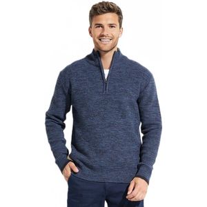 Trui met hoge hals en ritssluiting van gevlekte gebreide wol