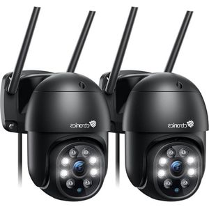 Spy Camera 4 MP bewakingscamera wifi voor buiten - PTZ IP-camera - kleurennachtzicht - menselijke detectie - automatische tracking - cloud bidirectionele audio - IP66 (2 stuks)