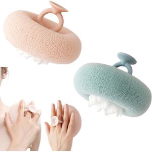 2 stuks - 11×9 cm - Badspons zeepbal voor dames - Badspons borstel voor het lichaam - Badborstel voor het schrobben van de rug - Badbal - Scrub je lichaam - geniet van je bad - Groen en roze