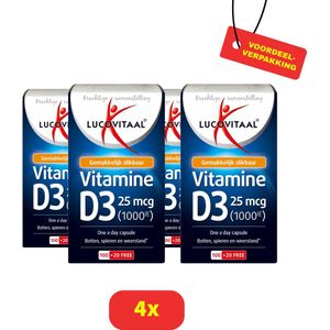 Lucovitaal Vitamine D3 25 microgram Voedingssupplement - 4 x 120 Capsules Voordeelverpakking