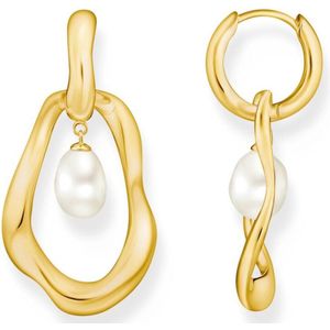 Thomas Sabo - Oorbellen - Gerecycled Zilver - Geel Goud Verguld - Wit Parel