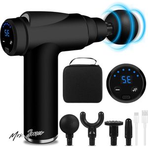 Mrs. Jones Spier Massagepistool - Mini Massagepistool met 32 Instelbare Niveaus - 3500 tpm - 4 Massagekoppen - lcd-scherm - Licht en Draagbaar - voor Pijn en Spierstijfheid .