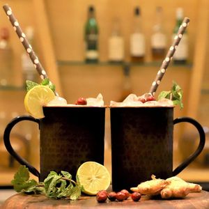 16oz Rechte Moscow Mule Koperen Beker en Kopjes Koperen Beker voor Moscow Mule, Pak van 2