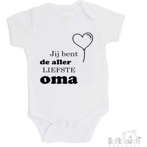 100% katoenen Romper ""Jij bent de allerliefste oma"" Unisex Katoen Wit/zwart Maat 56/62