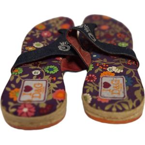 D&G LADYSLIPPER IN BLACKDENIM MET FLEURIL SOLE SIZE 40