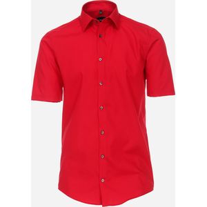 VENTI modern fit overhemd - korte mouw - popeline - rood - Strijkvriendelijk - Boordmaat: 40