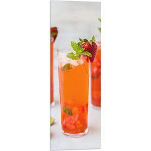 Vlag - Oranje Drankje met Aardbei en Limoen - 30x90 cm Foto op Polyester Vlag