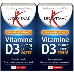 Lucovitaal Vitamine D3 75mcg Forte - 2 x 80 capsules - Voordeelverpakking