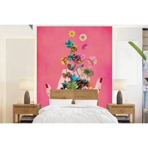 Bloemen - Abstract - Roze - Kunst - Behangpapier