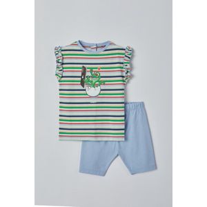 Woody - Meisjes Pyjama - multicolor gestreept - krokodill - 221-3-BAB-S/910 - 9m