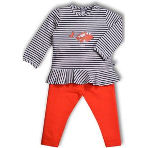 Woody Meisjespyjama - Donkerblauw gebroken wit gestreept - Koi - 191-3-PZB-Z/987 - maat 56