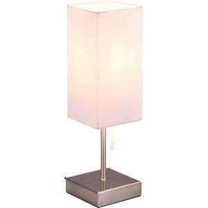 LED Tafellamp - Tafelverlichting - Trion Oscar - E27 Fitting - Rechthoek - Mat Nikkel - Aluminium