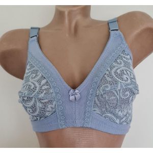 Dames beugelloze katoenen BH met kant 85B grijs