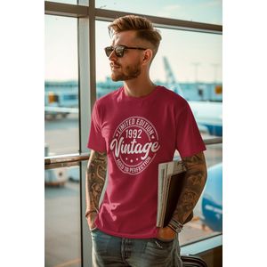 1992 Jaar Rood T-shirt Heren - Maat S - Aged Vintage - Verjaardag Cadeau Mannen - Limited Edition
