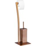 Relaxdays toiletaccessoires set WIMEDO - 71 x 20 x 20 cm - rvs - staand - koperkleurig