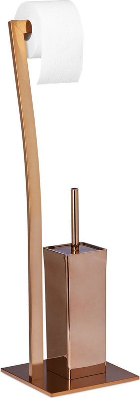 Relaxdays toiletaccessoires set WIMEDO - 71 x 20 x 20 cm - rvs - staand - koperkleurig