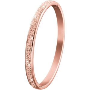 Lucardi Meisjes Bangle met plating - Ovaal - Kristal - Cadeau - Staal - Rosékleurig