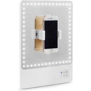 RIKI SKINNY verlichte spiegel LED bluetooth vlog/blog spiegel 54x LED/5 licht standen - oplaadbaar