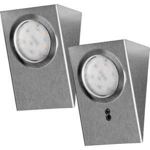 Adviti ""MAKAN LED"" Onderbouw keukenverlichting met contactloze schakelaar - RVS/INOX - 2 Stuks - 2x 2,5 Watt - 2x 180 Lumen - Onderbouwverlichting - Kastverlichting - Keukenverlichting