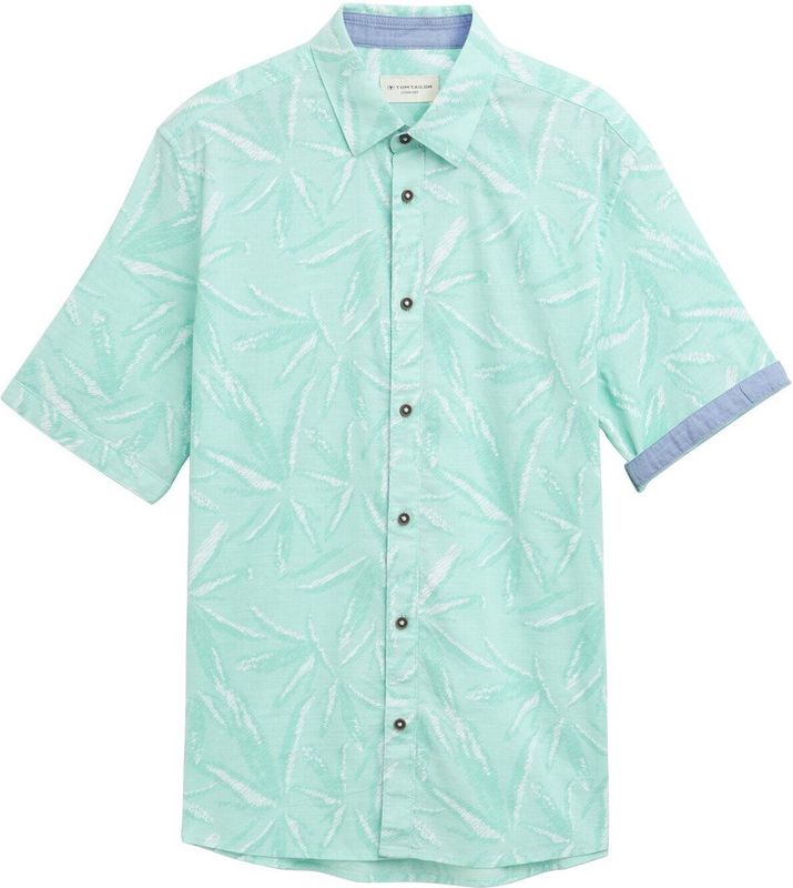 TOM TAILOR heren overhemd, 37151 - Mint Tonal Leaf Design, XXL