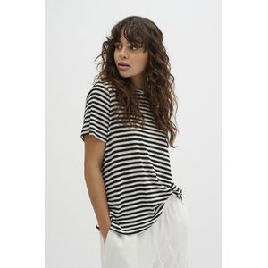 My Essential Wardrobe Lisamw Striped Tee Tops & T-shirts Dames - Shirt - Zwart - Maat XS