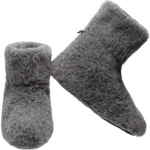 LuLu – Hoge Wollen Sloffen / Pantoffels – Dames en Heren – Grijs - Laarsmodel – maat 37