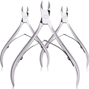 3-pack nagelriemknipper, nagelriemknipper, roestvrijstalen nagelriemknipper, nagelriemverwijderaar met puntig blad, schaar, pedicure, manicure, gereedschap voor vingernagels, nagelverzorging en teennagels (zilver) Zilver