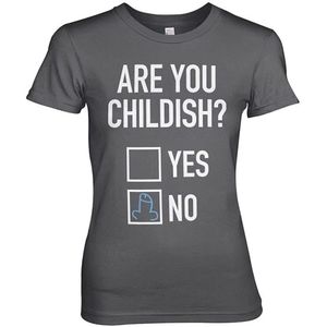 Hybris Are You Childish Girly Tee Damen T-Shirt Dark-Grey-S