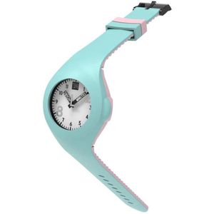 TOO LATE - siliconen horloge - MASH UP BICOLOR - Ø 40 mm - MINT GREEN PINK