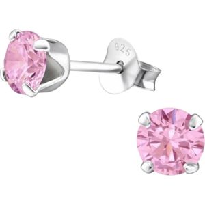 Fako Bijoux® - Kinderoorbellen - 925 Zilver - Zirkonia - 5x5mm - Roze