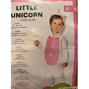 Onesie Little Unicorn - Eenhoorn - Maat 68/74 - Baby pakje - Kostuum - Carnaval - Roze/wit - Baby onesie - Pyjama - Slapen - Feest