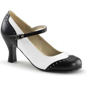 Flapper-25 Mary Jane pump with short heel black/white matt - (EU 38 = US 8) - Funtasma