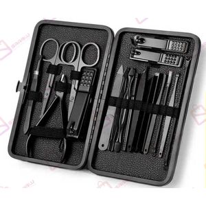 18-delige Manicure & pedicureset – Professionele Nagelverzorging – RVS Gereedschap in Luxe Box – manicure set – pedicuresets – 75853