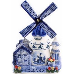 Muziekmolen Boerin Delfts Blauw Holland 16 Cm - Souvenir