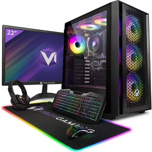 Vibox VI-42 Game PC - 22"" Scherm Pakket - AMD Ryzen 3200GE Processor 4GHz - Radeon Vega 8 Grafische kaarts - 16GB RAM - 2TB HDD - 240GB SSD - Windows 11 - WiFi